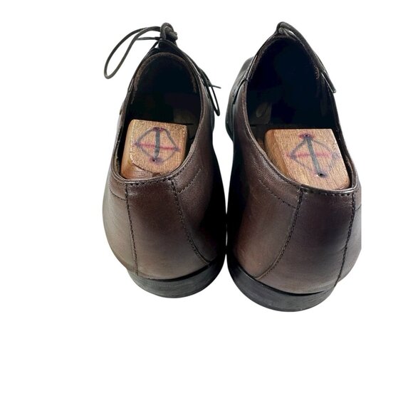 Hugo Boss Mens Size 10.5 M Brown Leather Apron Toe Derby Dress Shoes - Picture 4 of 10